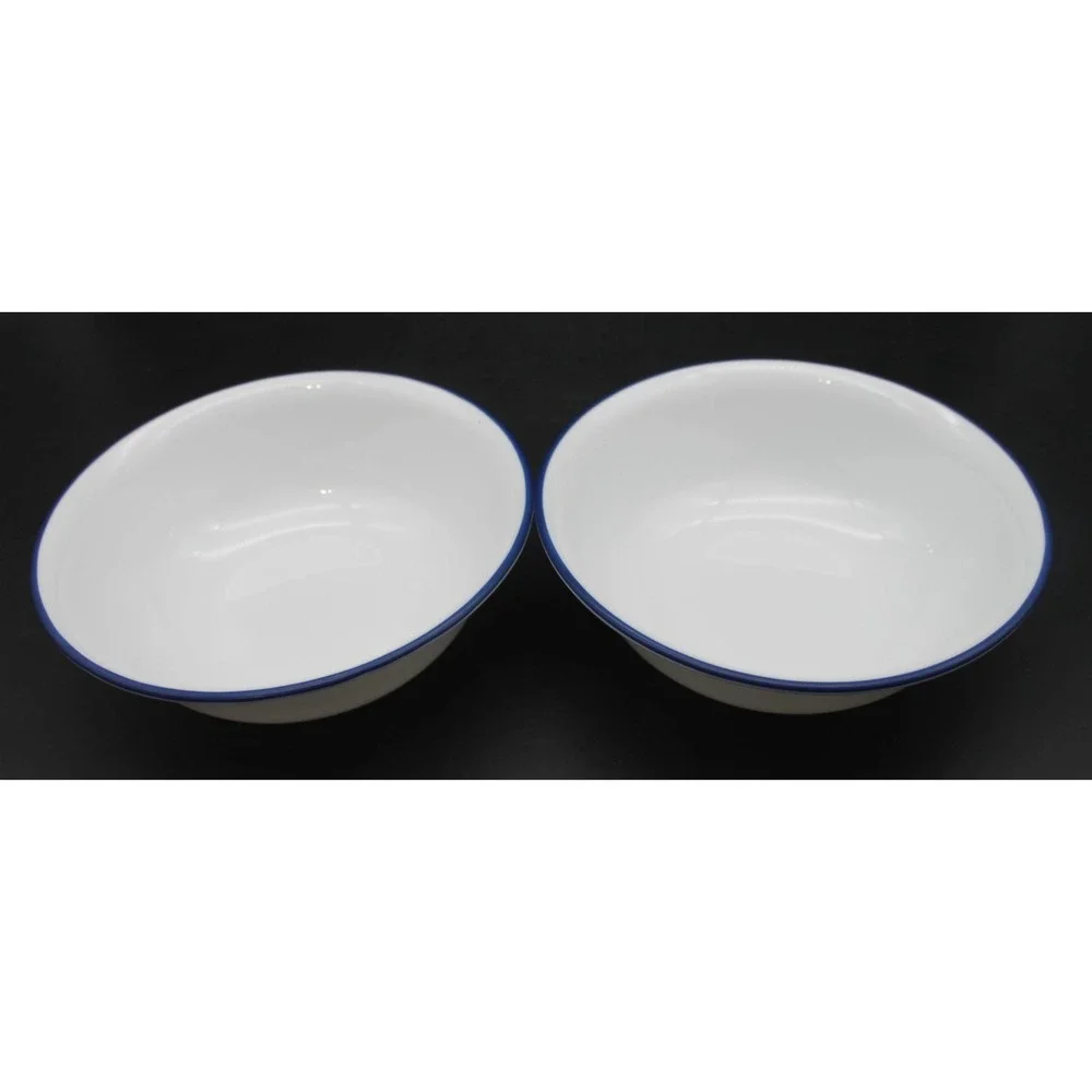 Set 4 Corelle Blue Band Blue Stripe Cereal Soup Bowls Vitrelle Made USA